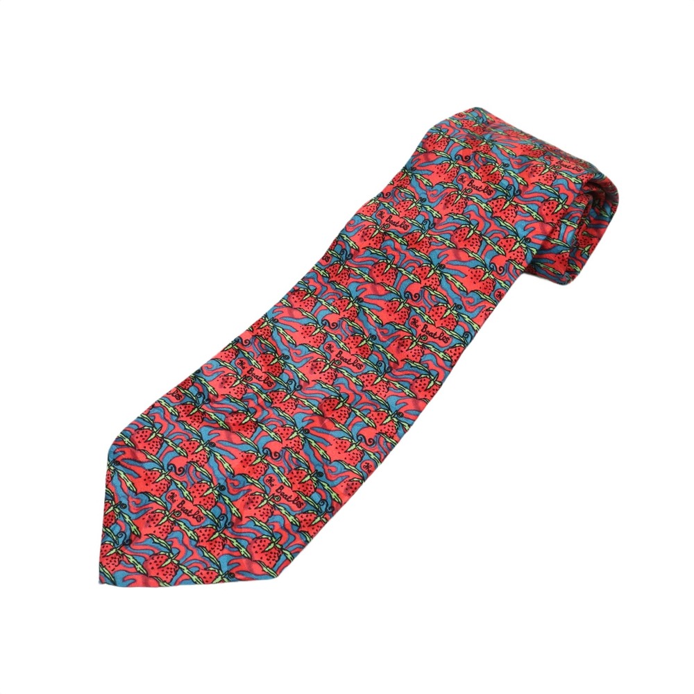RM Style The Beatles Strawberry Fields Silk Tie Red All Over Print‎ 58" Italy
